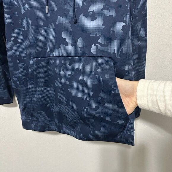 Under Armour Mens Coldgear Blue Camo Hoodie Sweatshirt Size Small Loose Fit - Picture 7 of 9